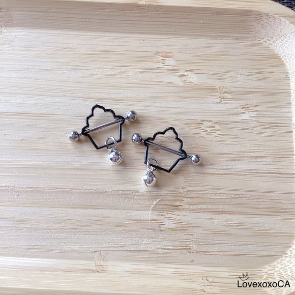 Cute Icecream Pierced Nipple Rings with Bell - Picture 5 of 5